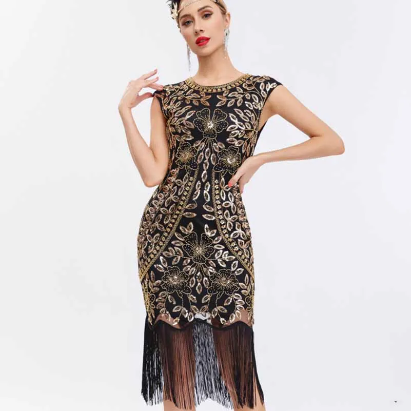 1920s Flapper Dress Fringe Sequin Dress Event Dress