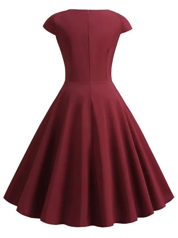 1950s Solid Sweetheart Swing Dress