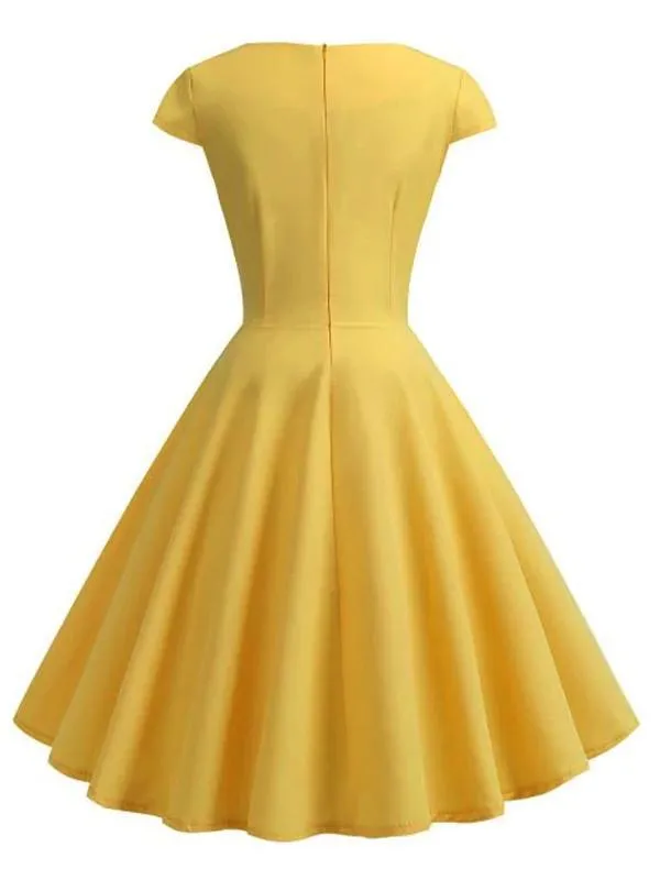 1950s Solid Sweetheart Swing Dress