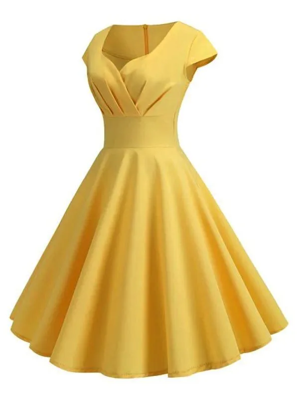 1950s Solid Sweetheart Swing Dress