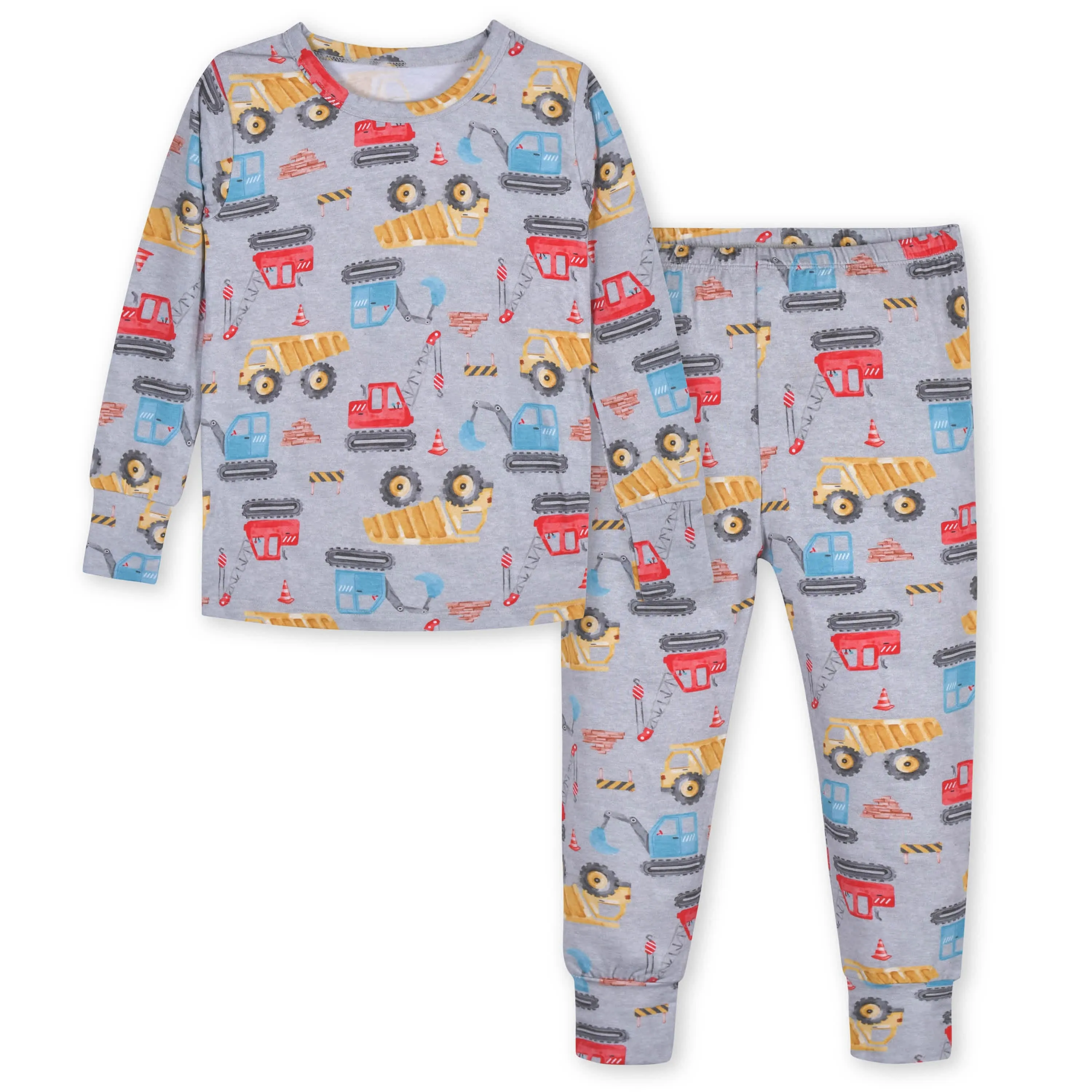 2-Piece Infant & Toddler Boys Construction Trucks Buttery Soft Viscose Made from Eucalyptus Snug Fit Pajamas