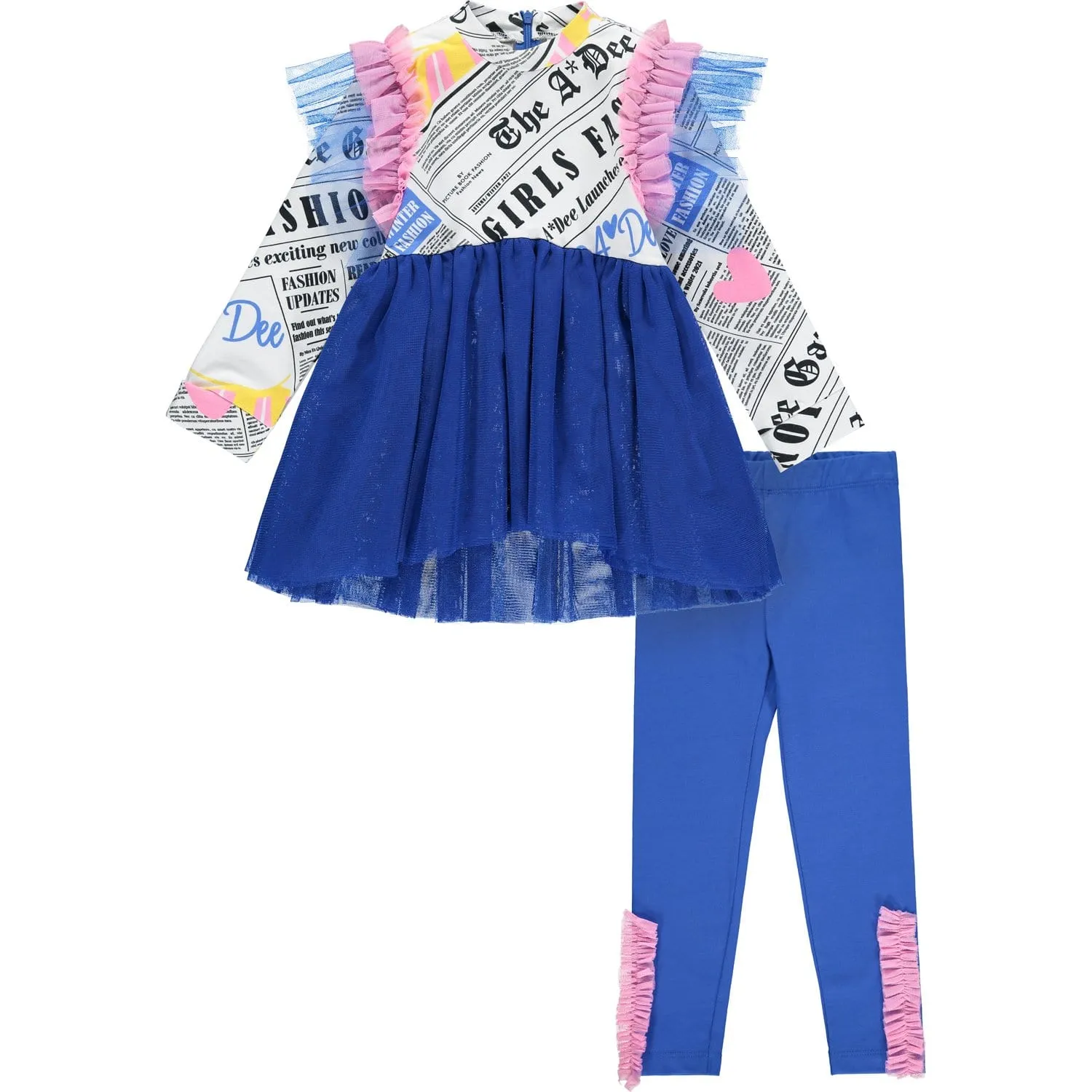 A DEE - Newspaper Tule Legging Set - Bright Blue