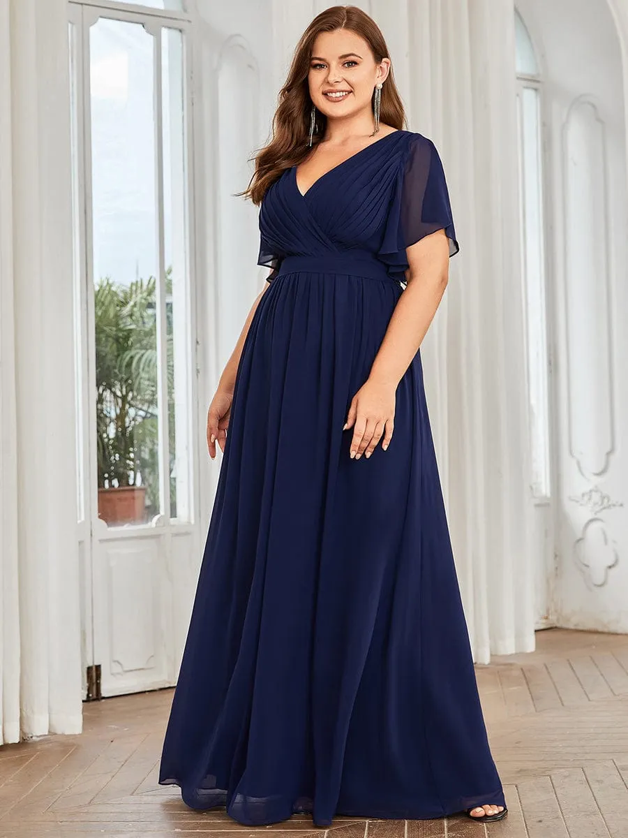 A-Line Pleated Chiffon Tie-Waist Wedding Guest Dress