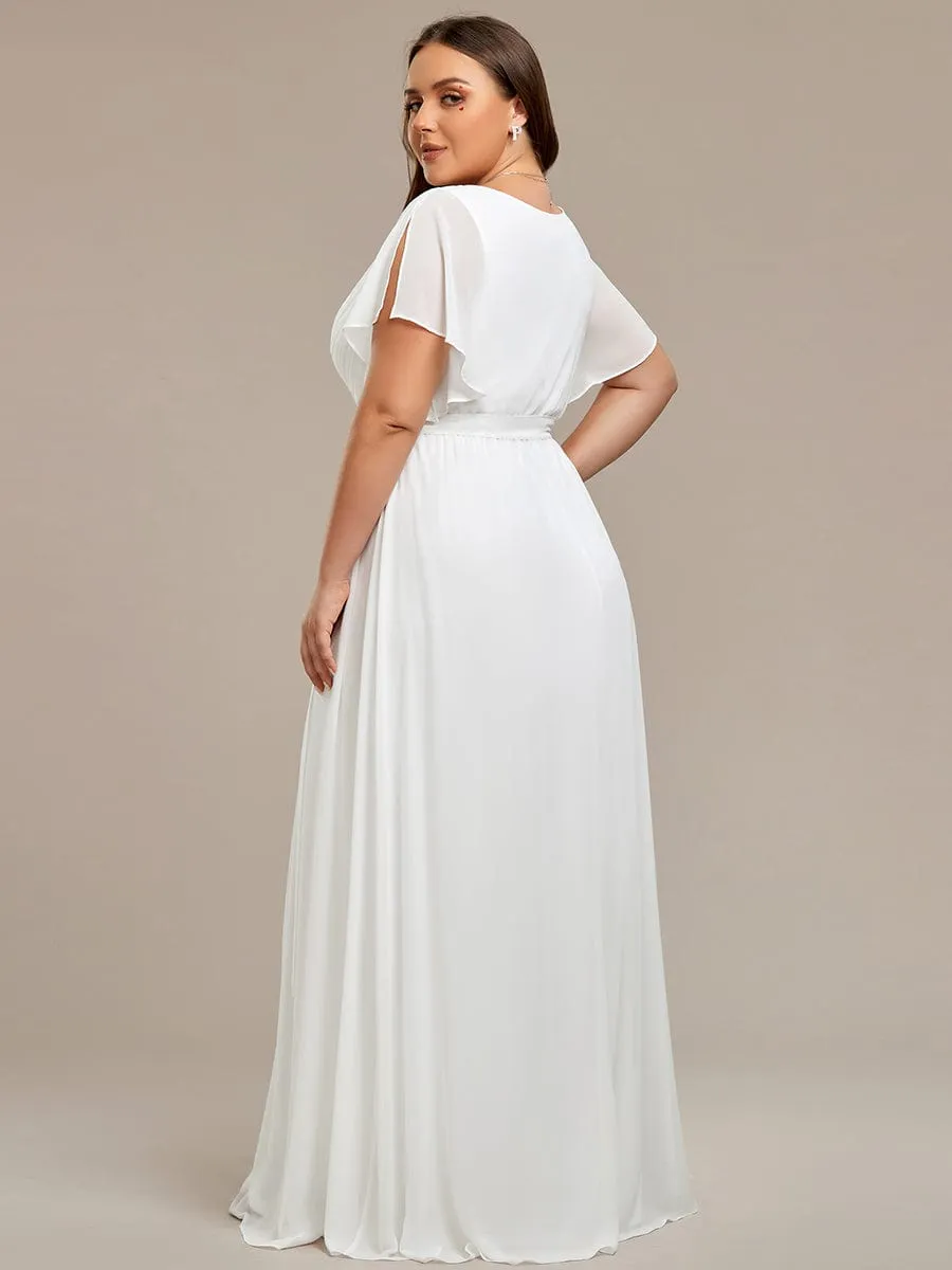 A-Line Pleated Chiffon Tie-Waist Wedding Guest Dress