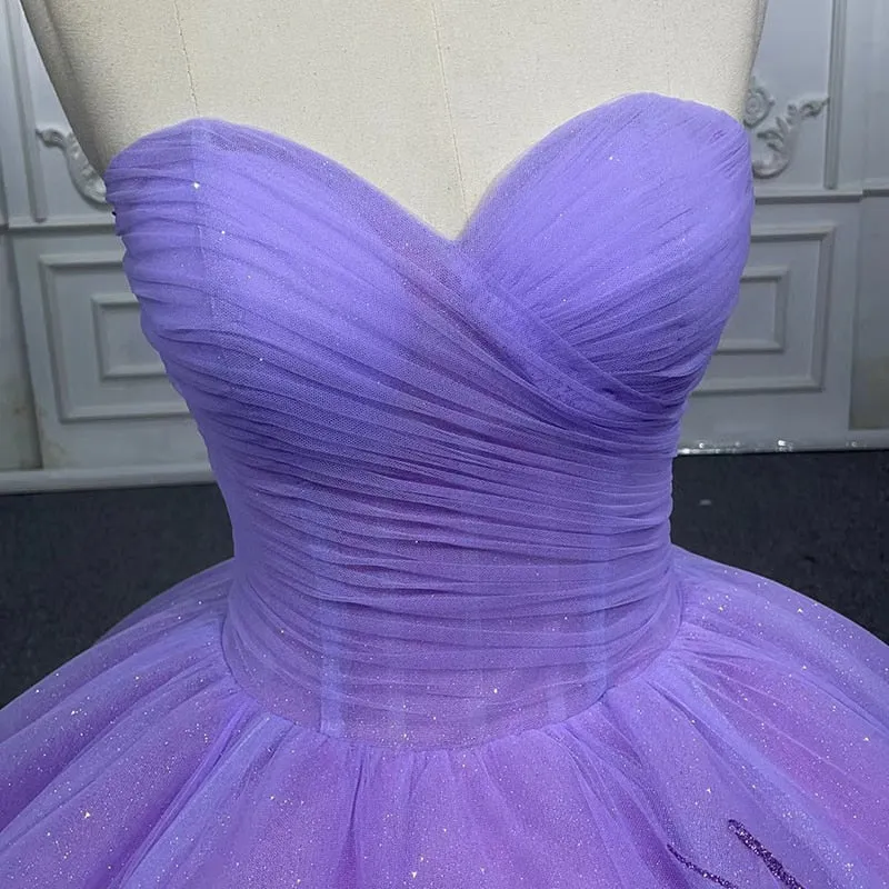 A Line Purple Lace Sweetheart With Corset Back Quinceanera Dresses