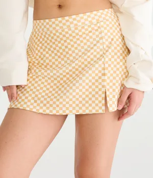 Aeropostale Womens' Checker Flex High-Waisted A-Line Skort - Beige - Size M - Polyester - Teen Fashion & Clothing White Sands