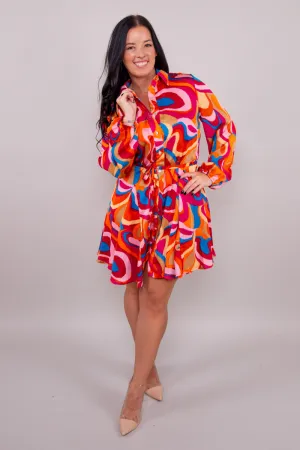 Alexis Dress-Retro Swirls