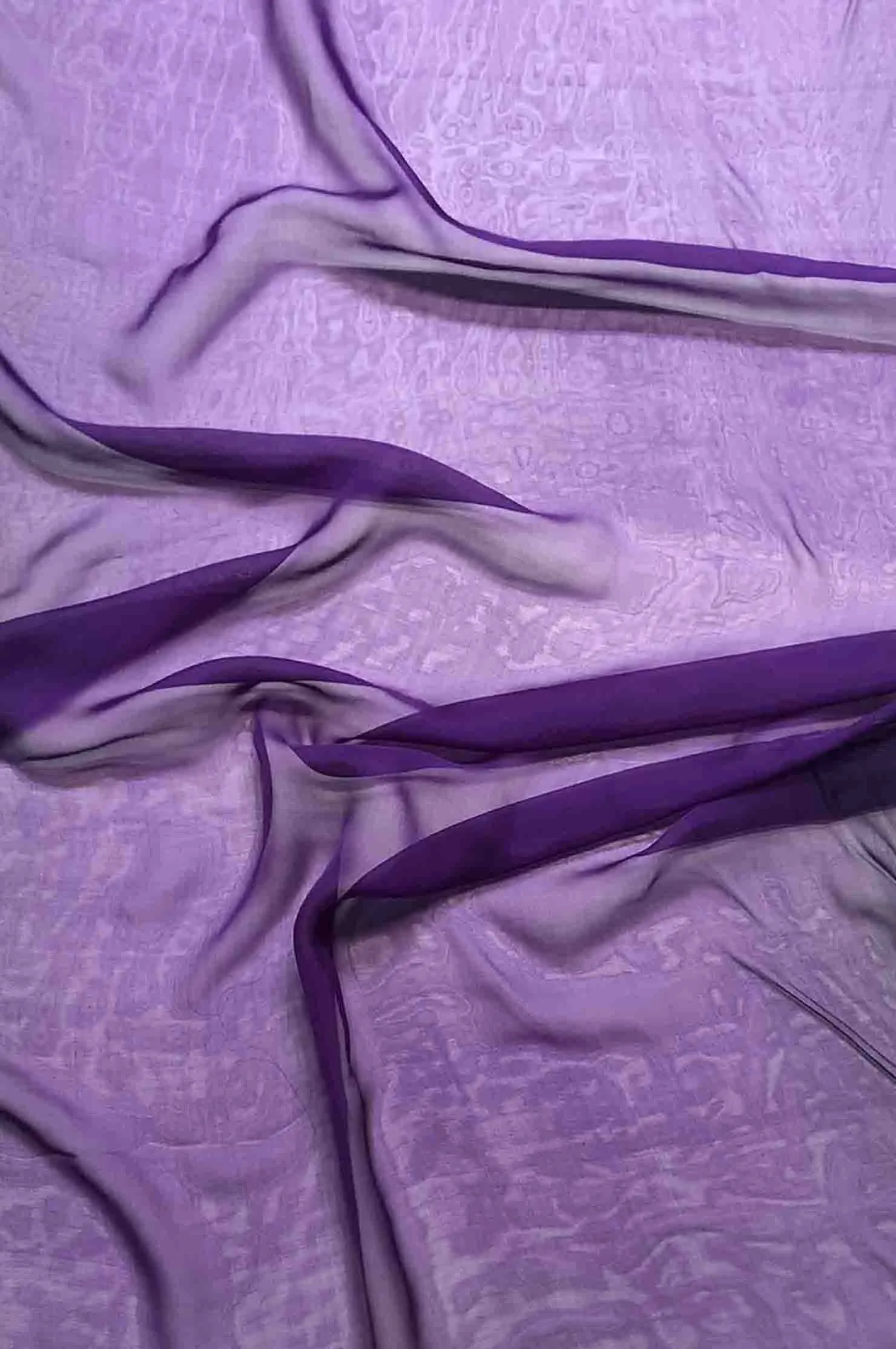 Amarnath Purple/Black/Charcoal Ombre Silk Chiffon 3D-1022 Fabric