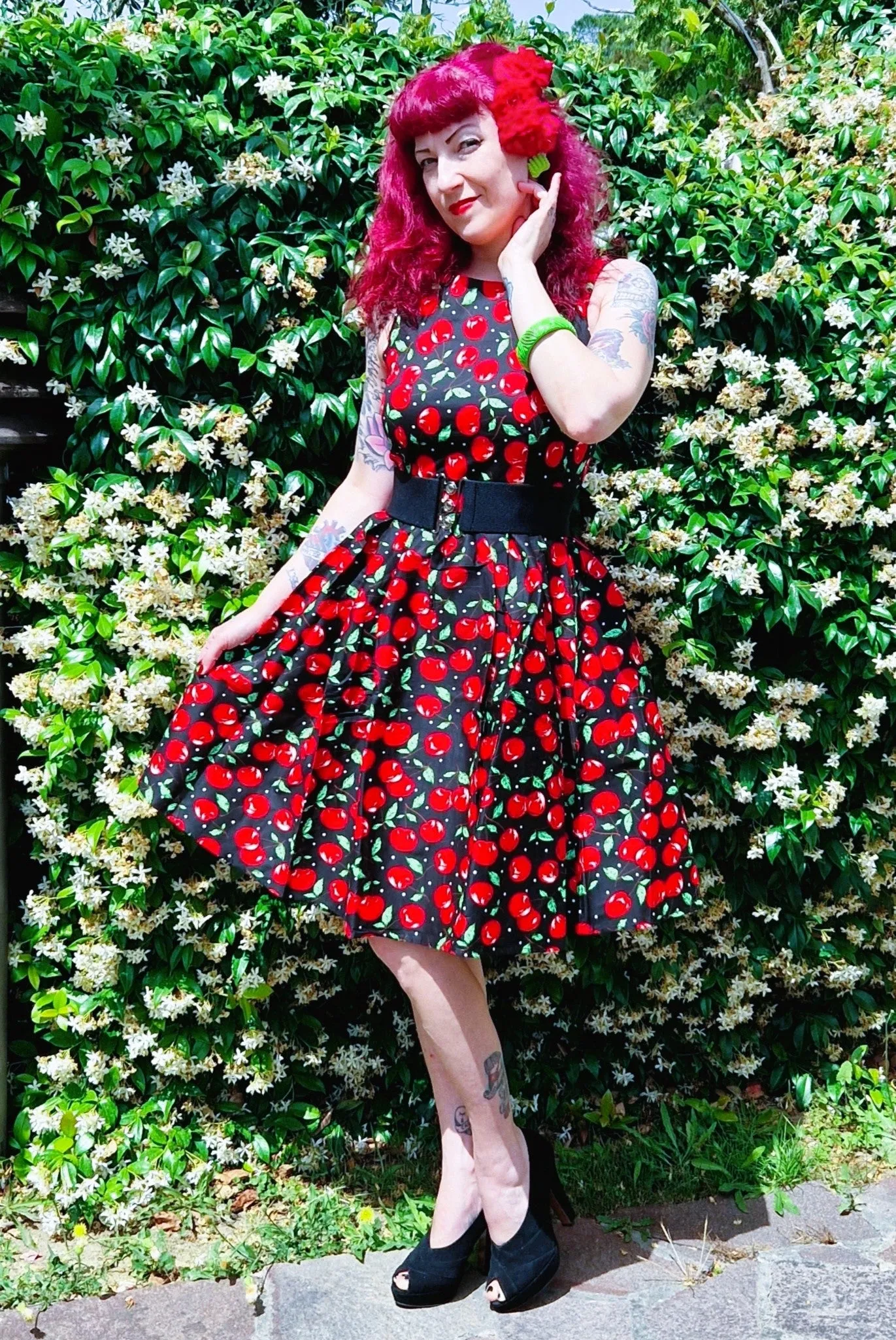 Annie Retro Cherry Swing Dress