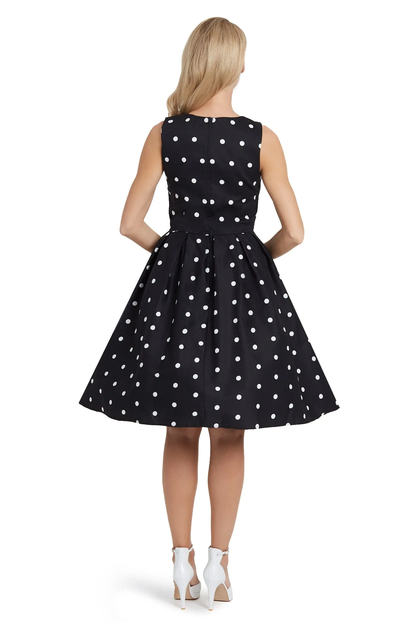 Annie Retro Polka Dot Dress In Black-White