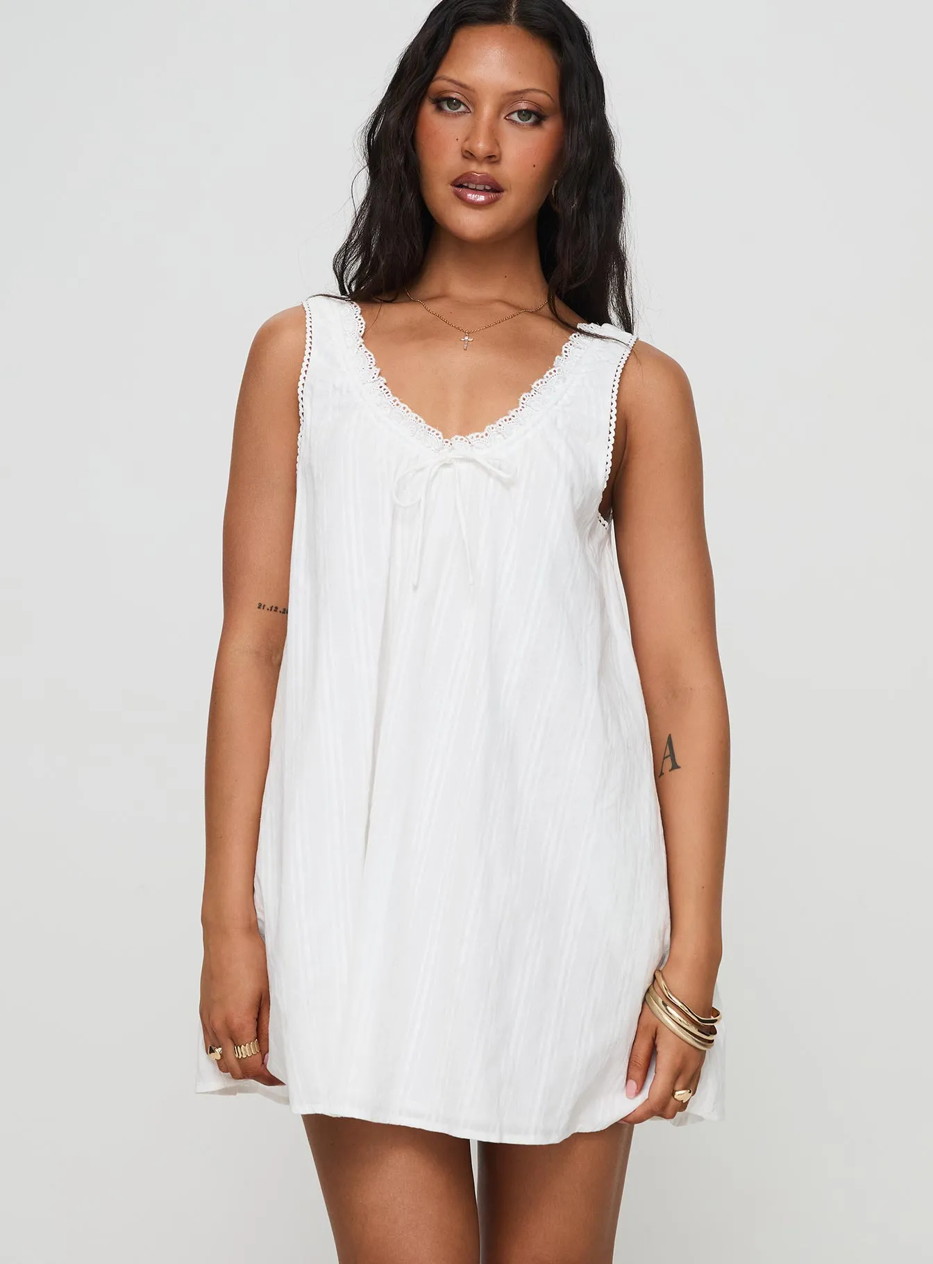 Antiquity Swing Mini Dress White