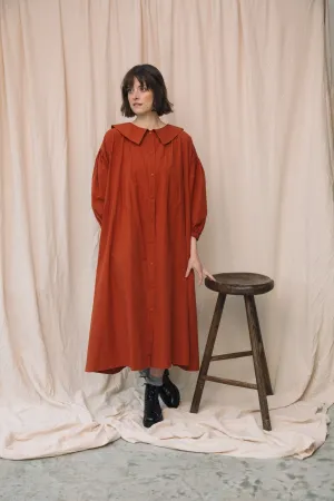 Aralia Organic Cotton Poplin Dress in Paprika