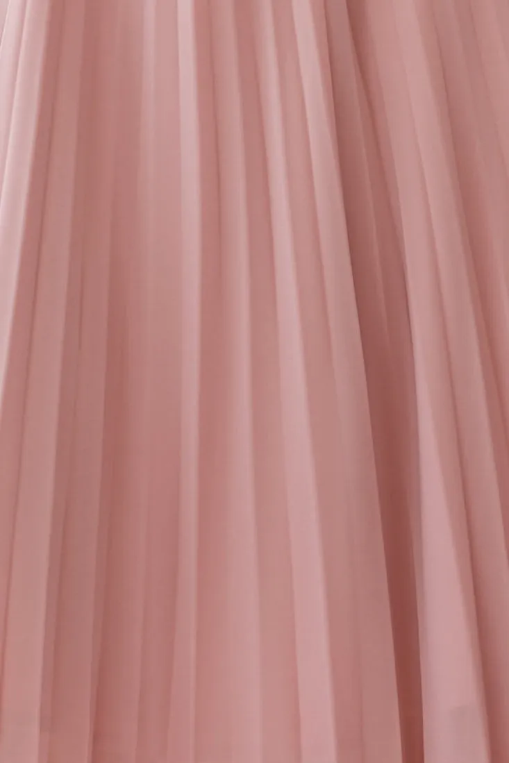 Artemis Accordion Pleat Strappy Back Midi Dress Blush