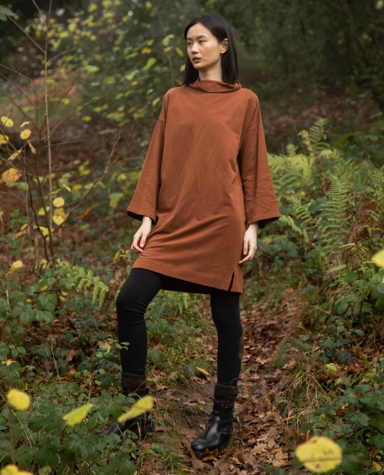 Ayse Organic Cotton Dress in Walnut