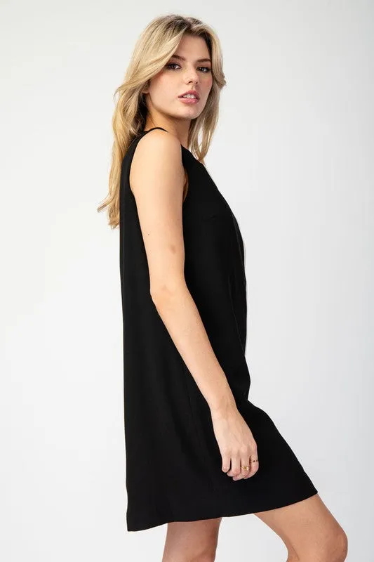 Black Color Block Sleeveless Mini Dress