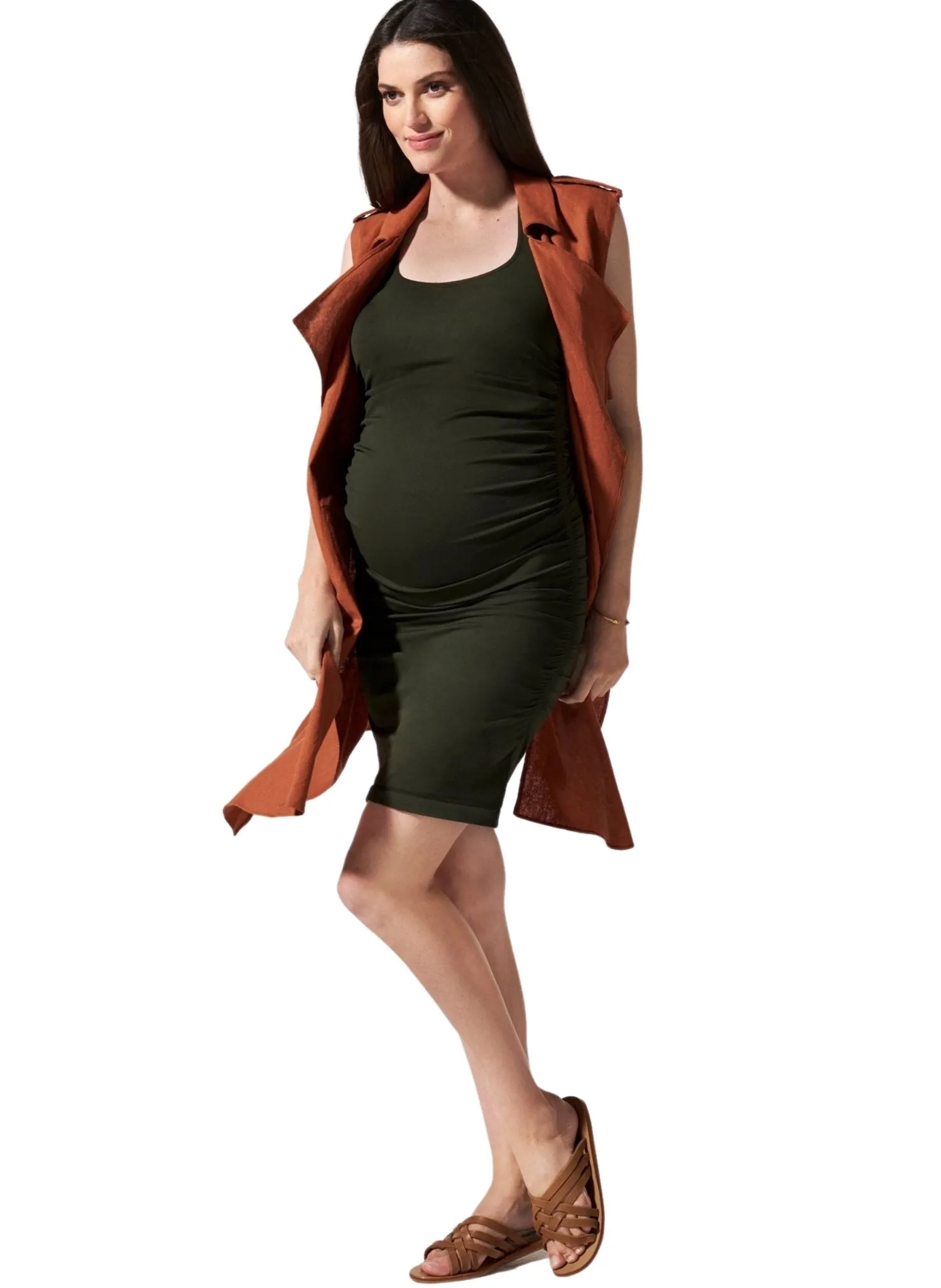 BLANQI Maternity Racerback Tank Dress - Olive