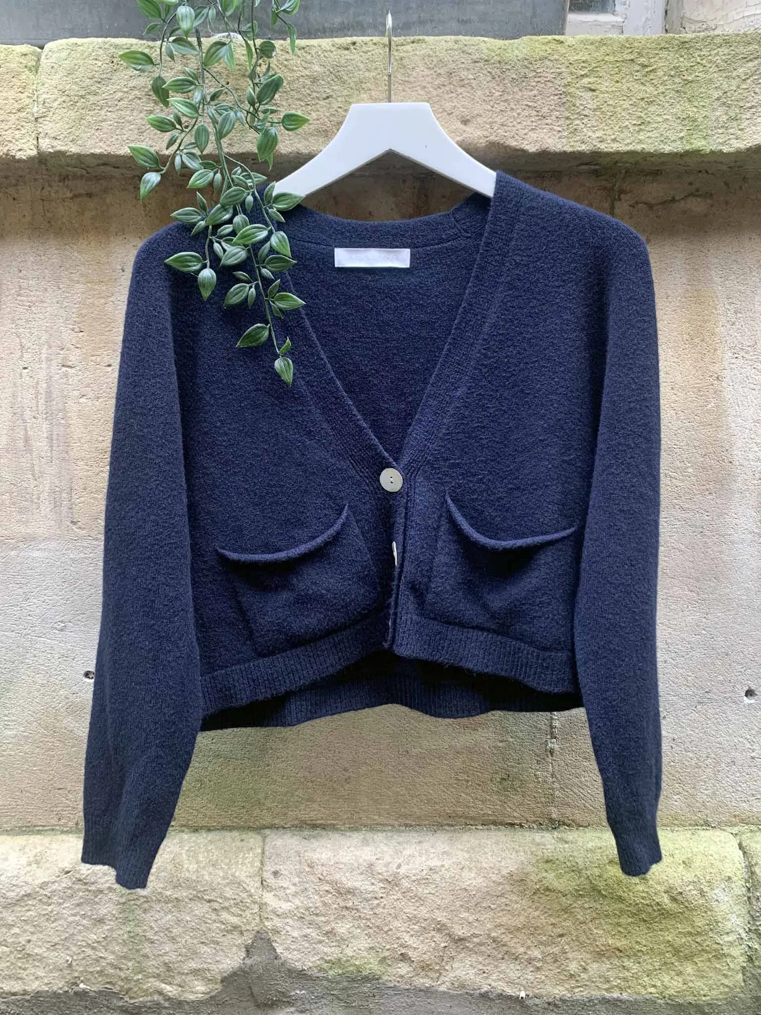 Blue Woman Navy Pookie Crop Cardigan