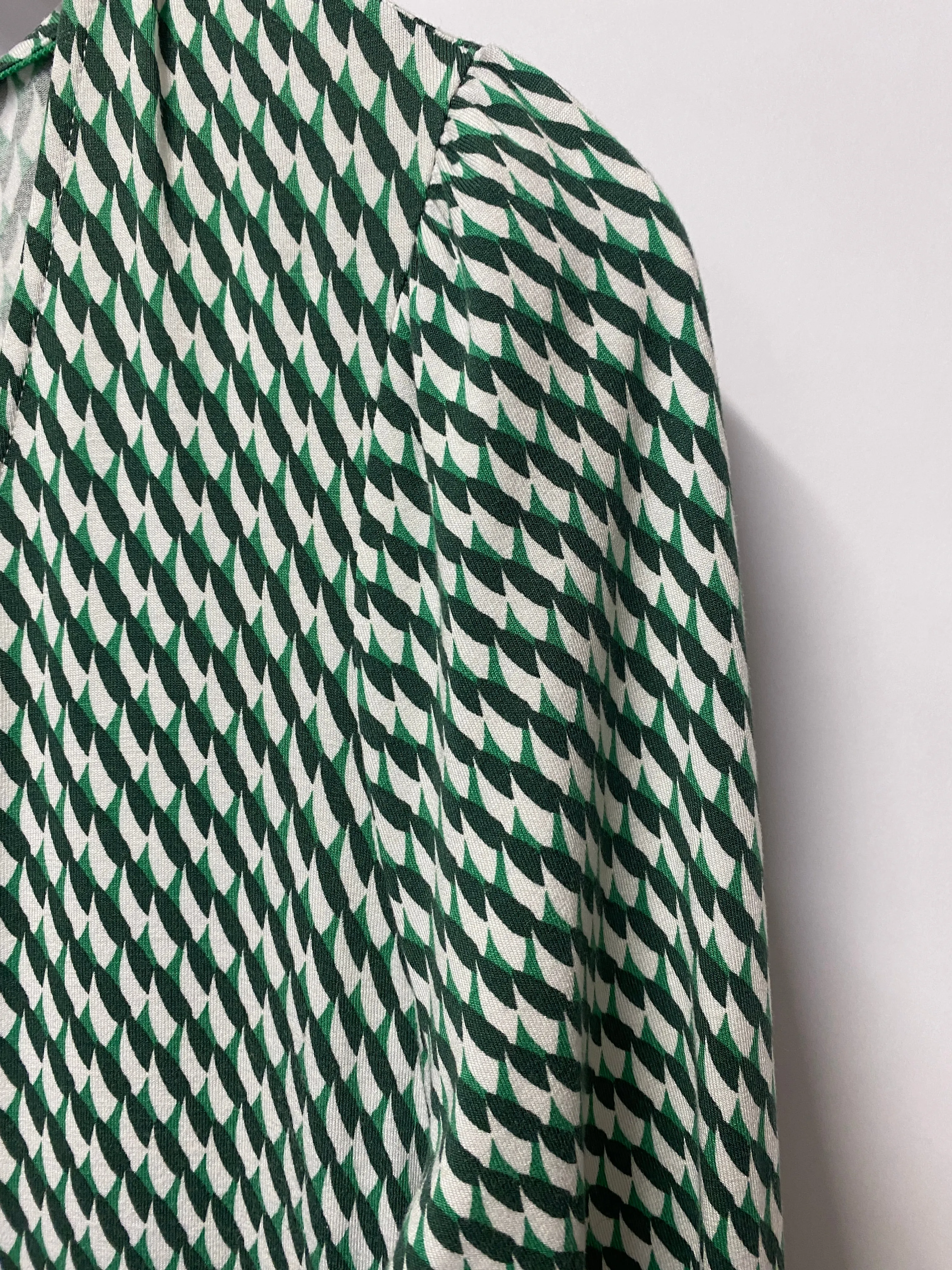 Boden Green and White Comfy Stretch Mid Length Dress 12