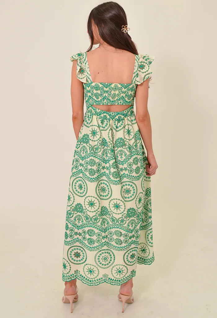 Camellia Midi Dress-Green