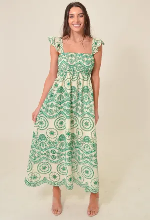 Camellia Midi Dress-Green