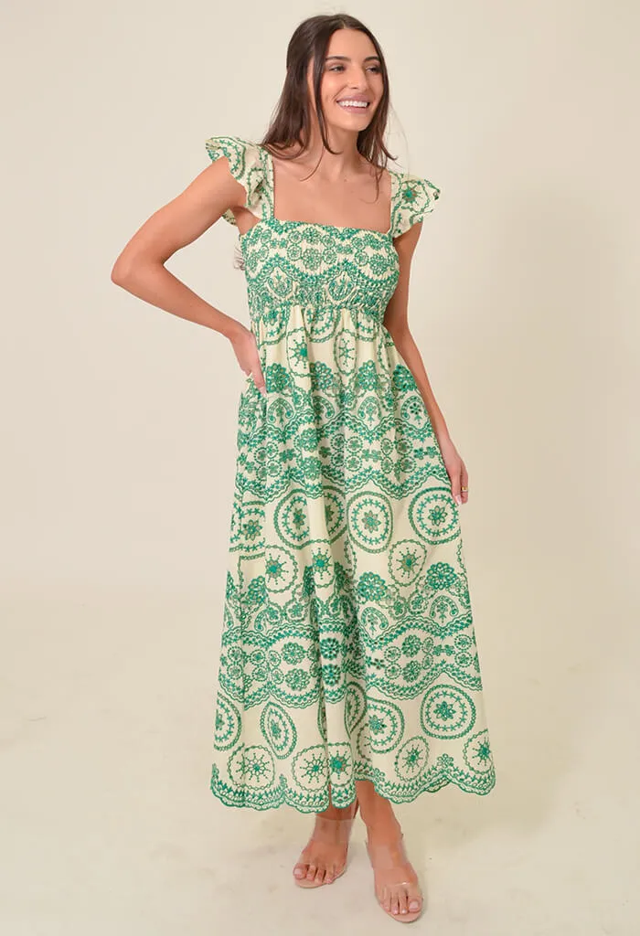 Camellia Midi Dress-Green