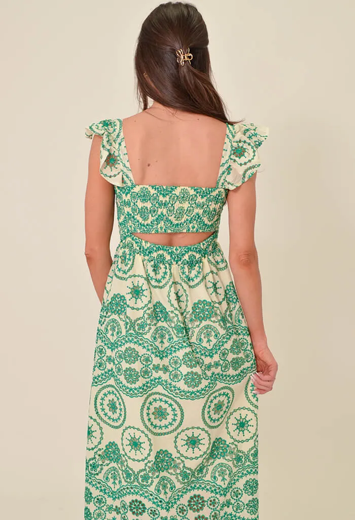 Camellia Midi Dress-Green