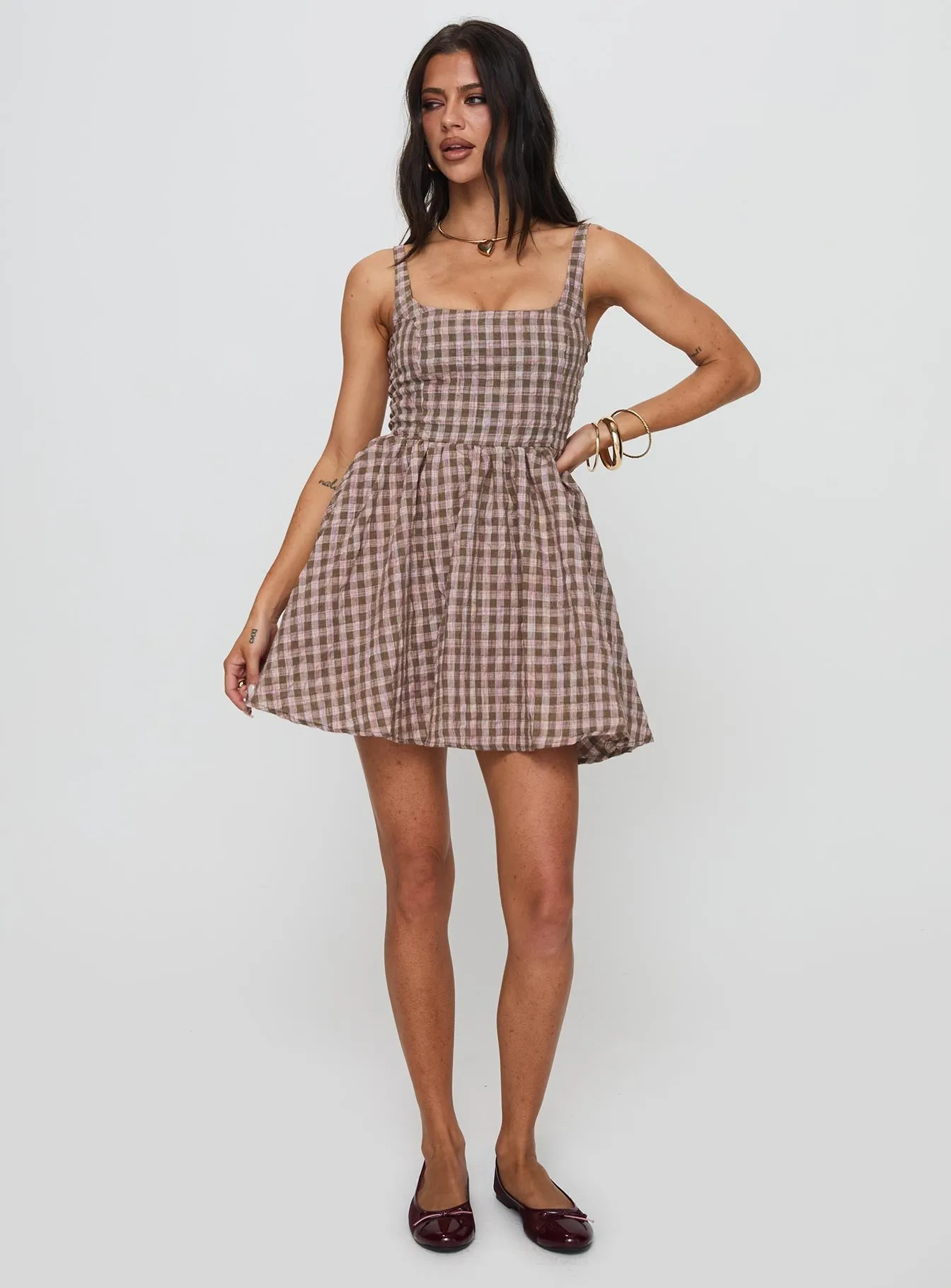 Cartmel Mini Dress Brown / Pink