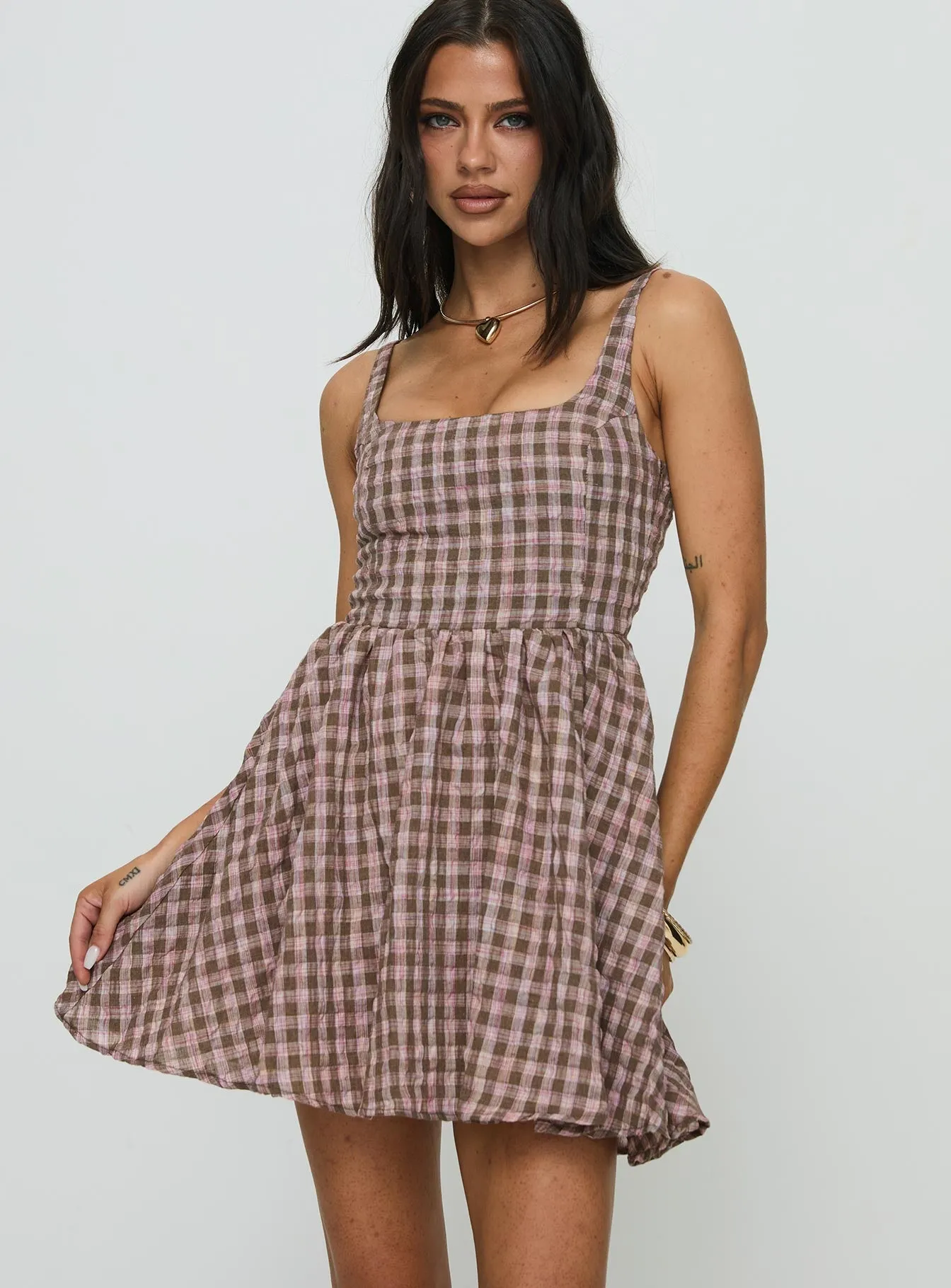 Cartmel Mini Dress Brown / Pink