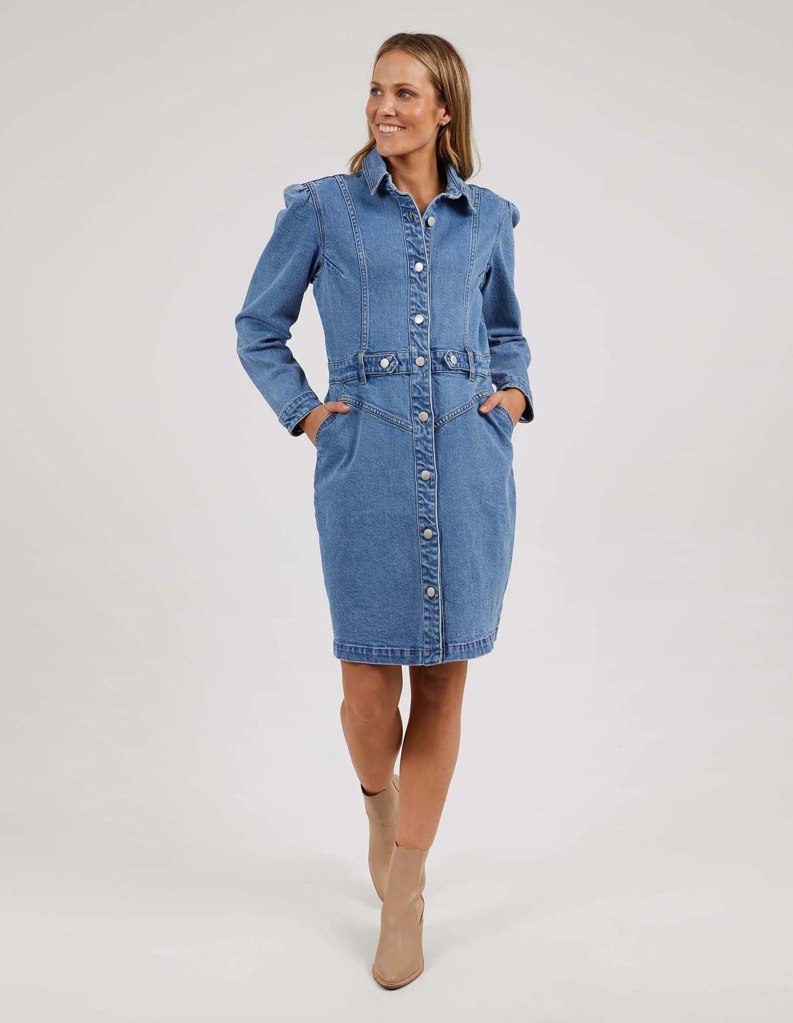 CHARLOTTE DENIM DRESS - Light Blue