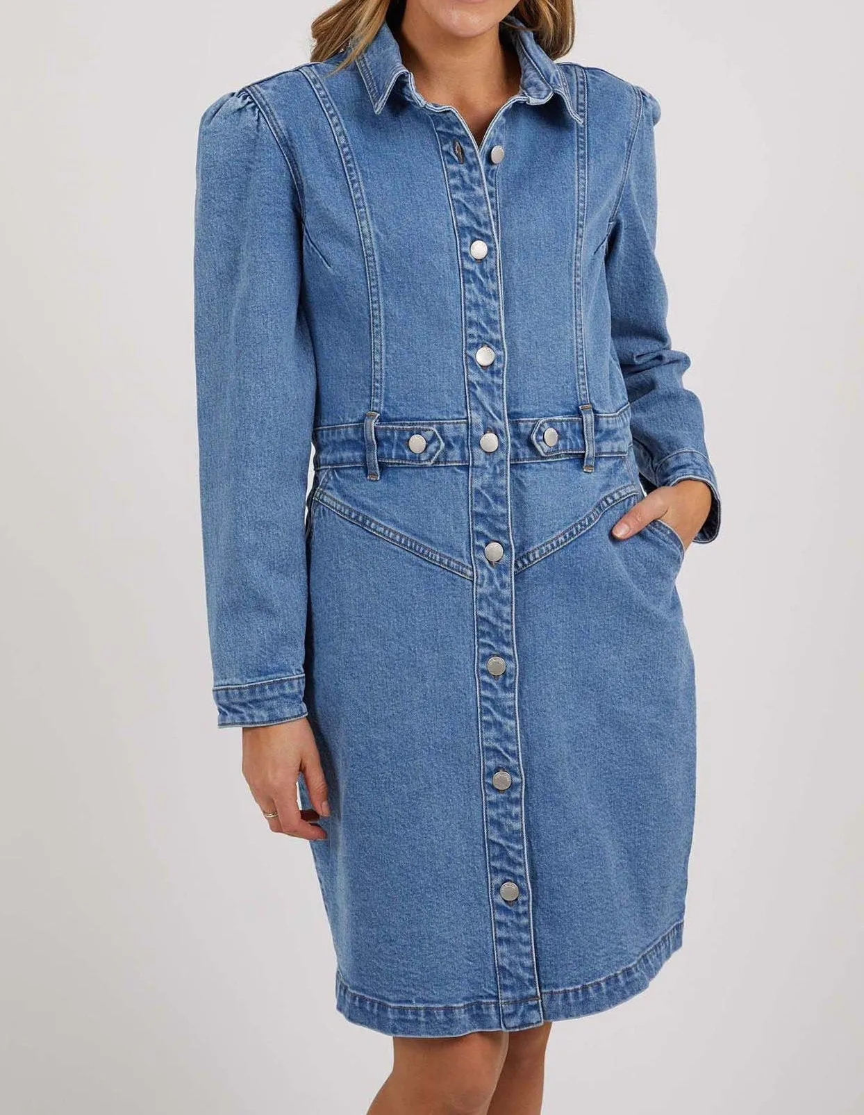 CHARLOTTE DENIM DRESS - Light Blue