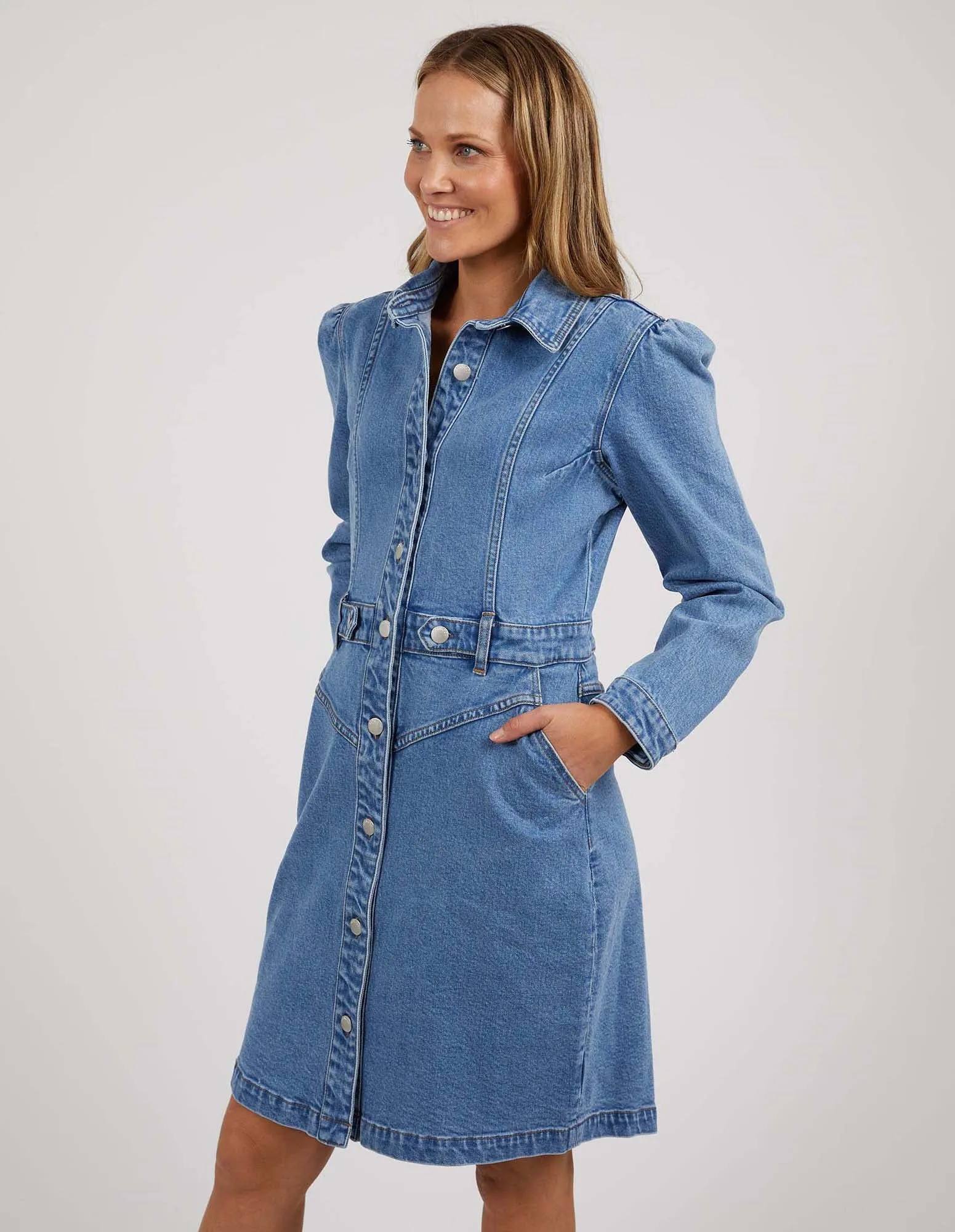 CHARLOTTE DENIM DRESS - Light Blue