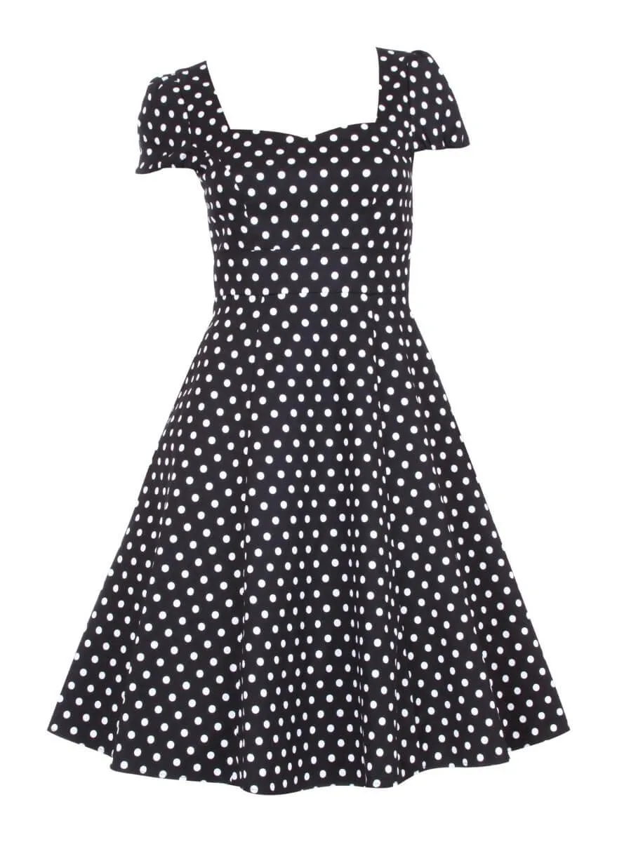 Claudia Flirty Fifties Style Dress in Black