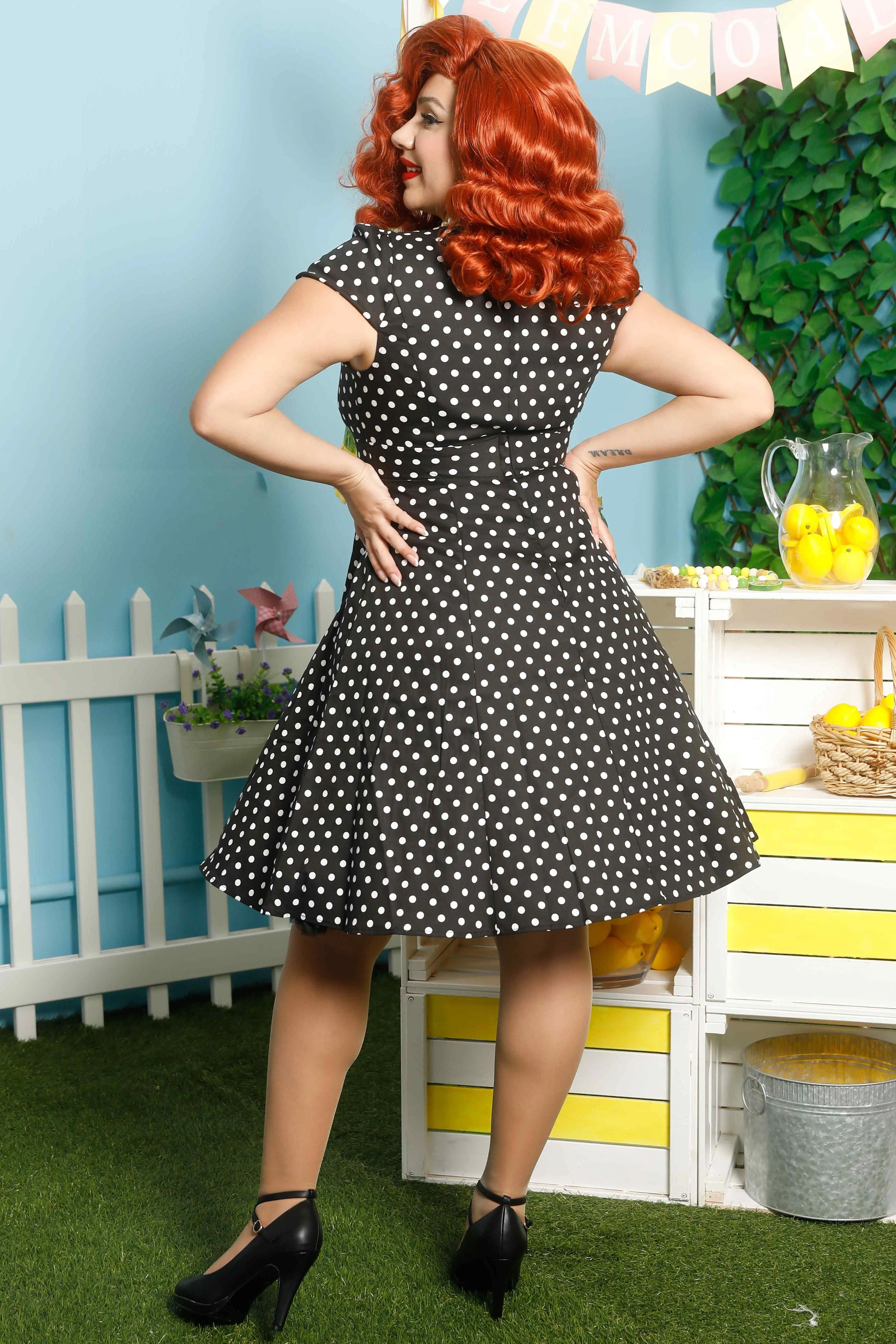 Claudia Flirty Fifties Style Dress in Black