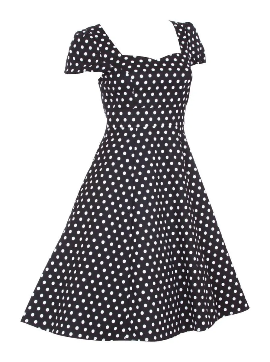 Claudia Flirty Fifties Style Dress in Black