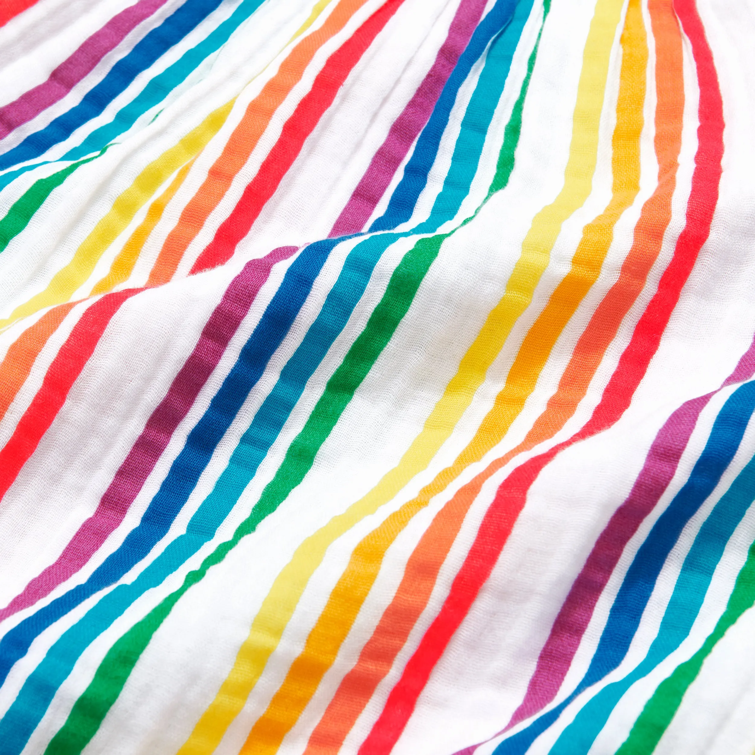 Clearance cotton gauze tank dress in mini rainbow stripe