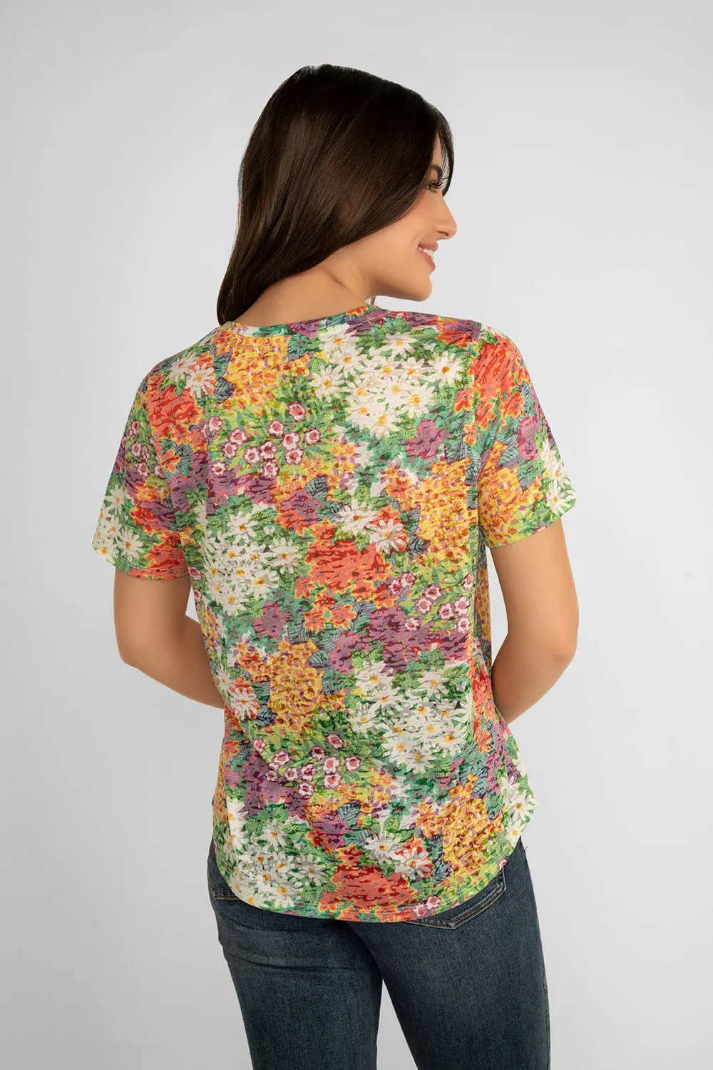 C.N 6957 V-Neck Floral T-Shirt