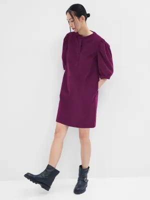 Corduroy Puff Sleeve Mini Dress