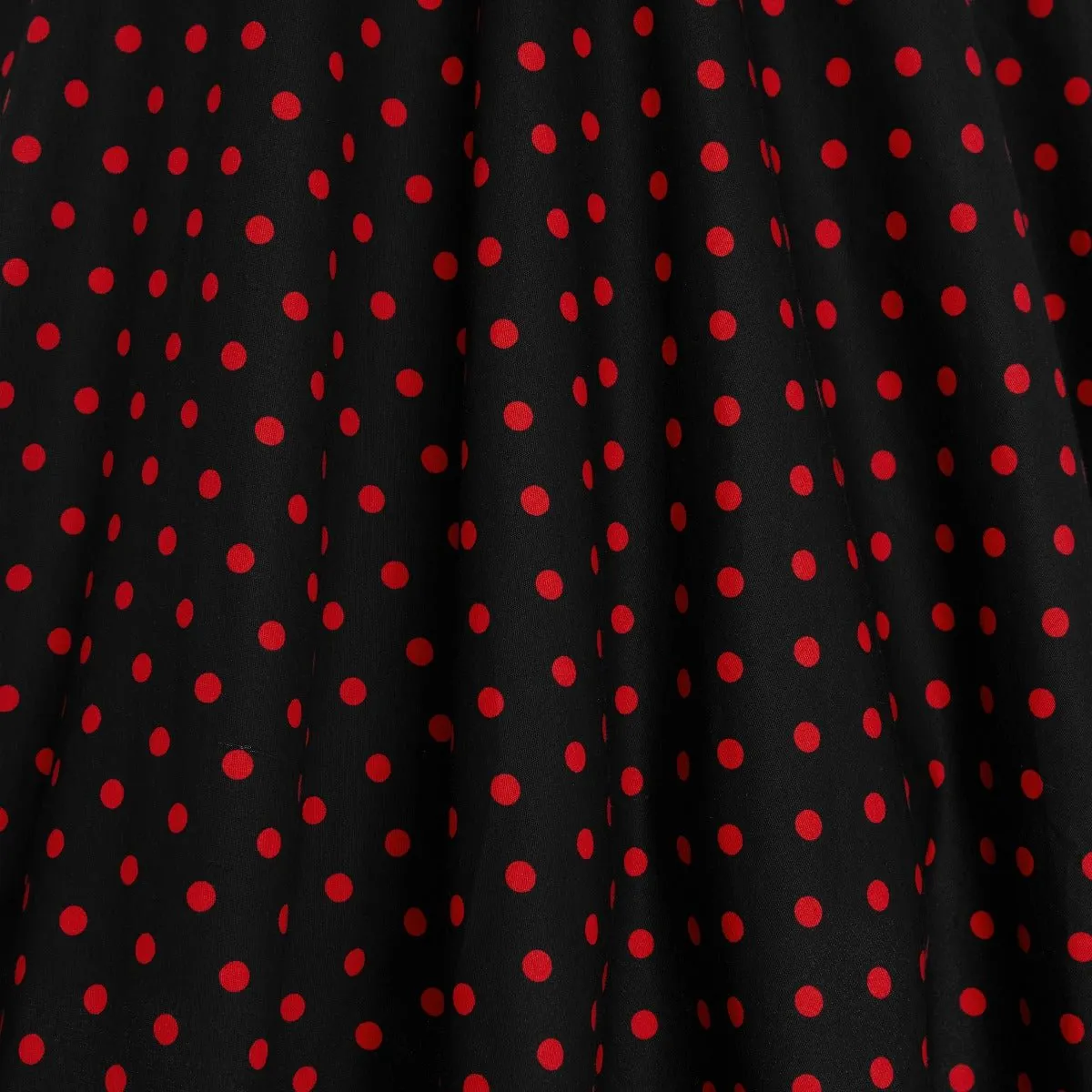 Darlene Retro Polka Dot Swing Dress in Black-Red