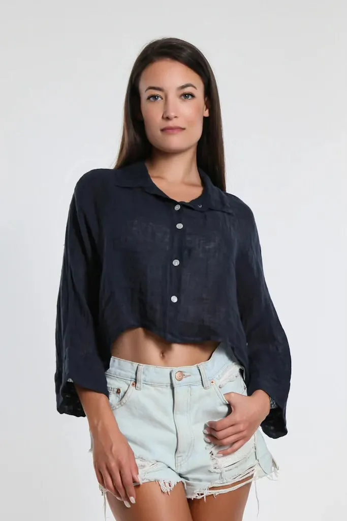 Deona Gauze Linen Crop Top