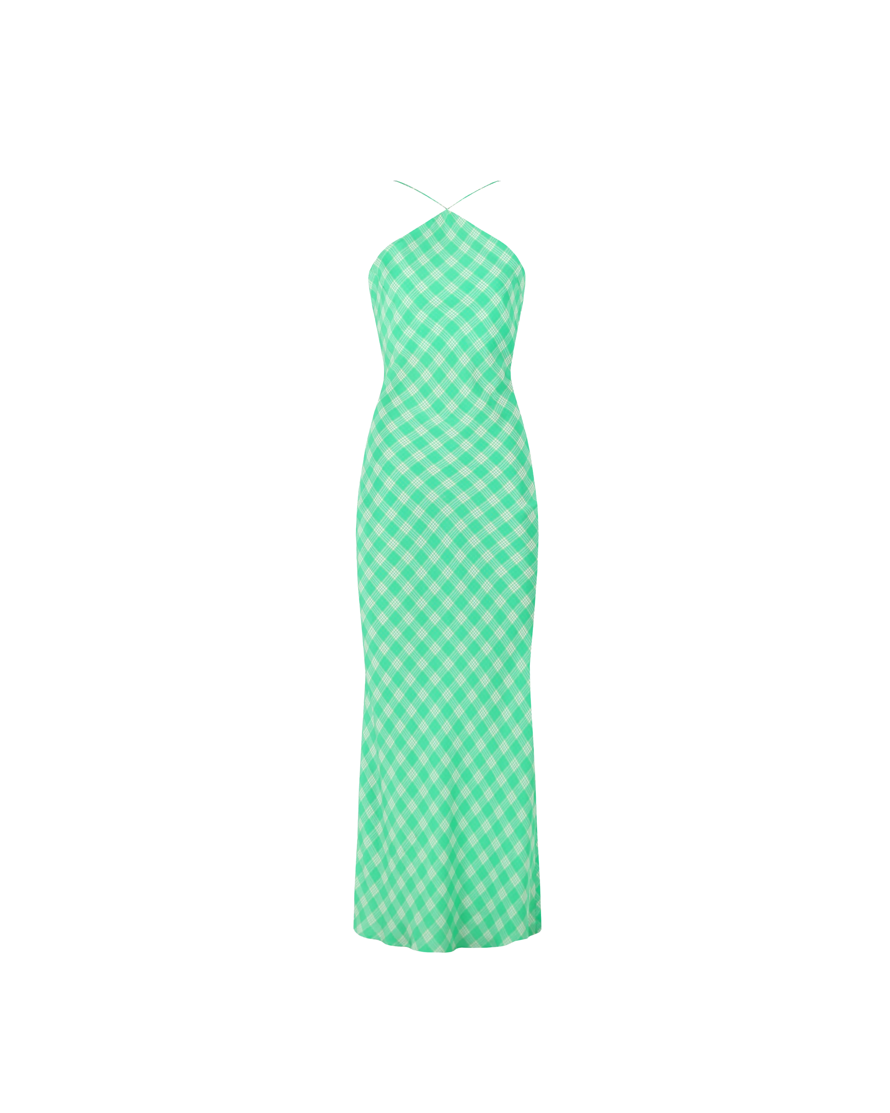 DIME SILK SLIP GREEN CHECK