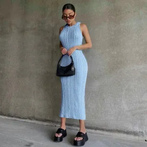 DressBetty - Summer Solid Color Knitted Sleevele Tank Dresses