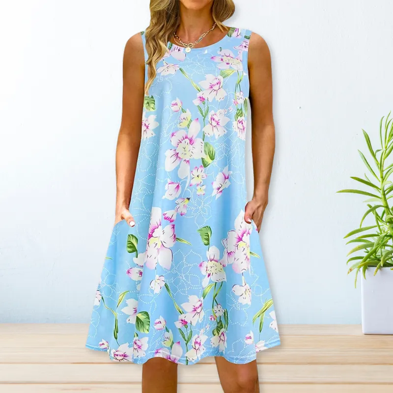 ELLEN | SLEEVELESS FLORAL DRESS