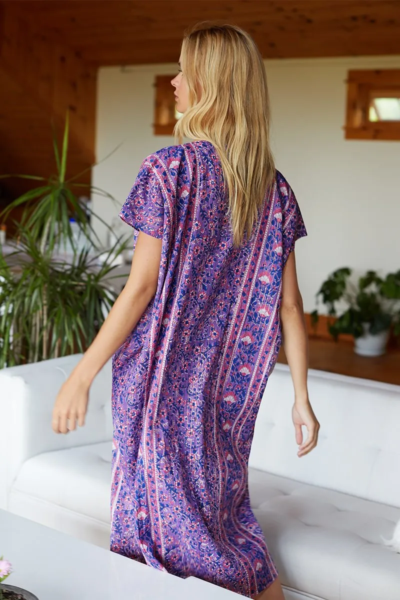 Emerson Fry Francina Caftan Violet Wildflower Lurex