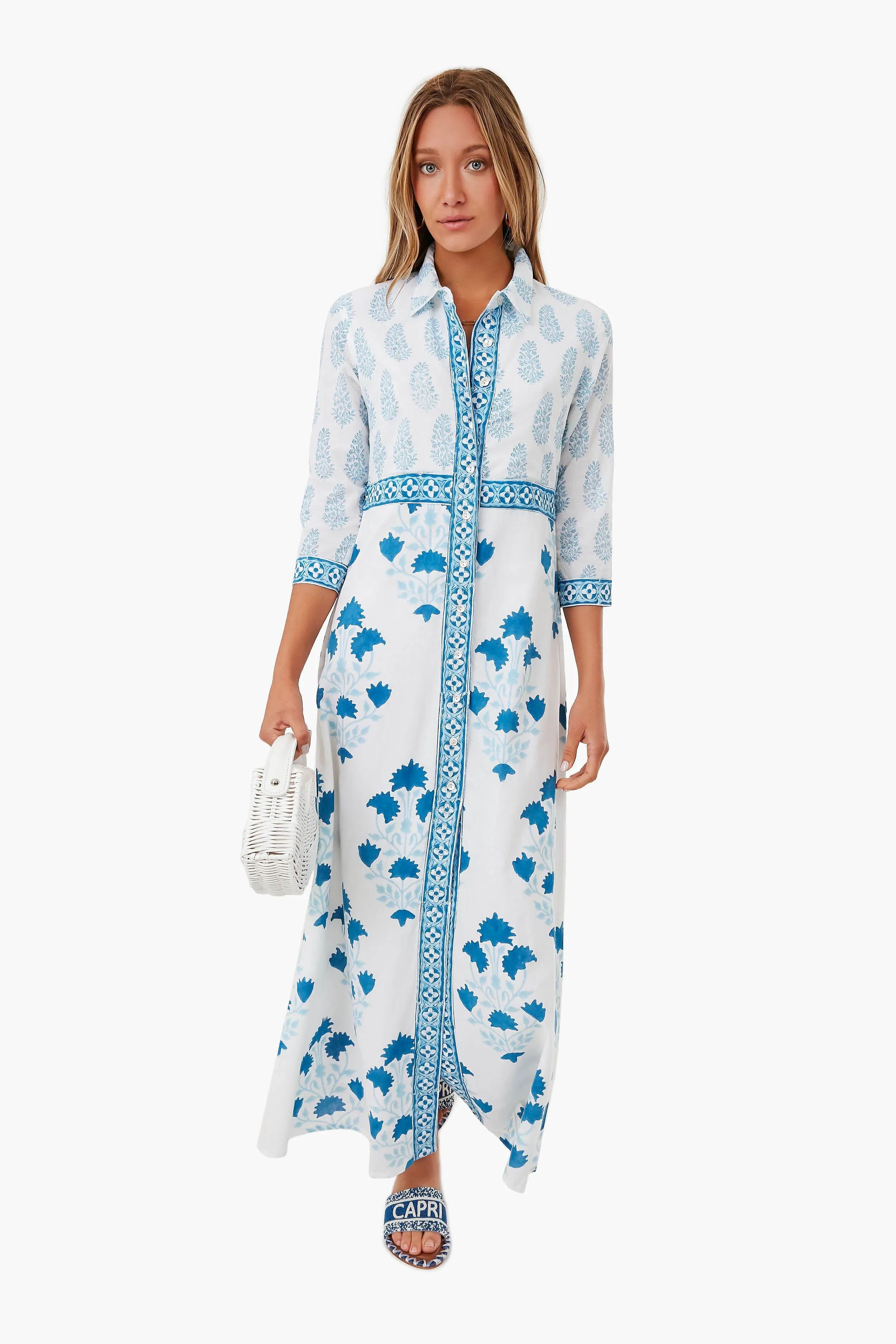 Exclusive Jaipur Blue Maxi Shirt Dress