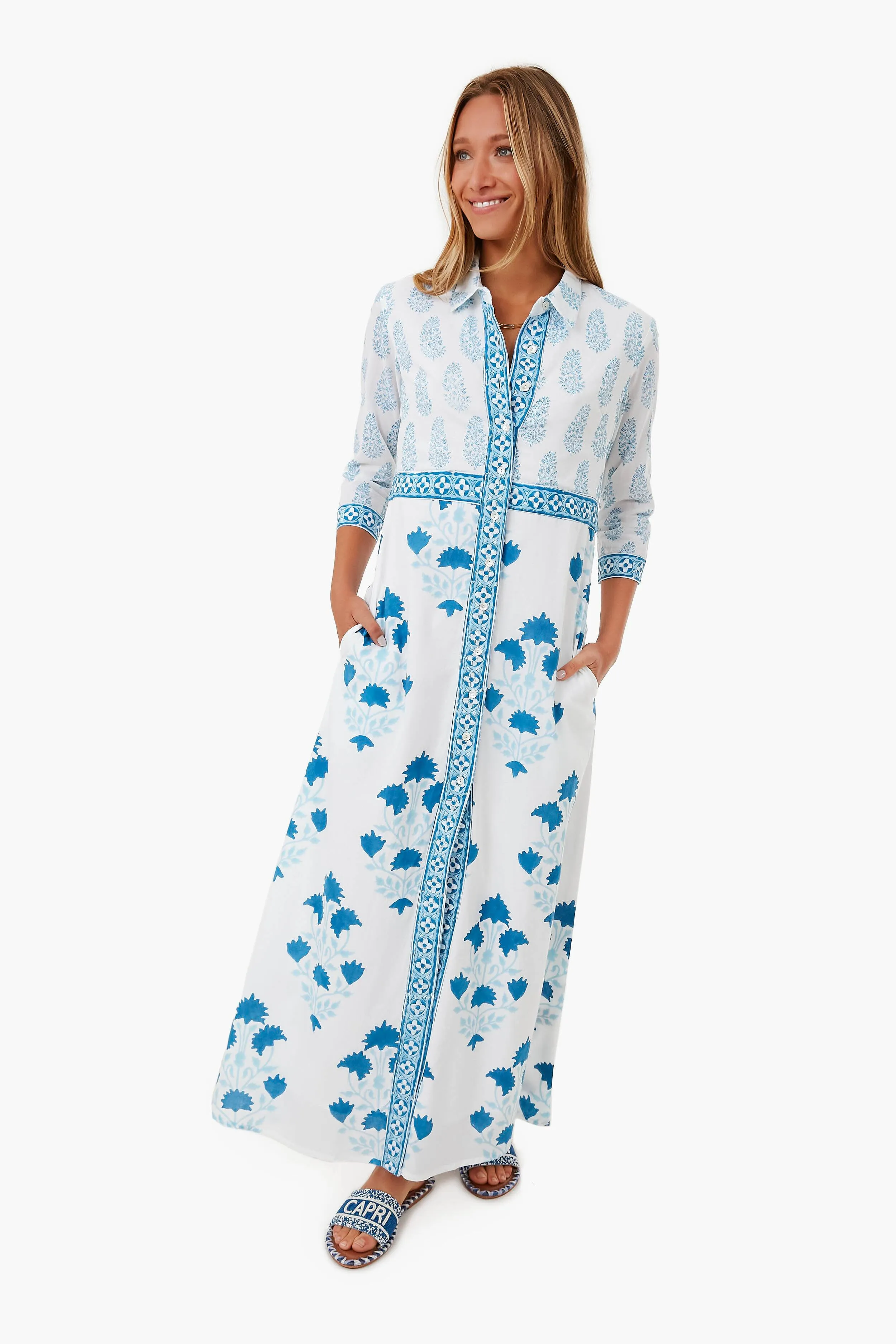 Exclusive Jaipur Blue Maxi Shirt Dress