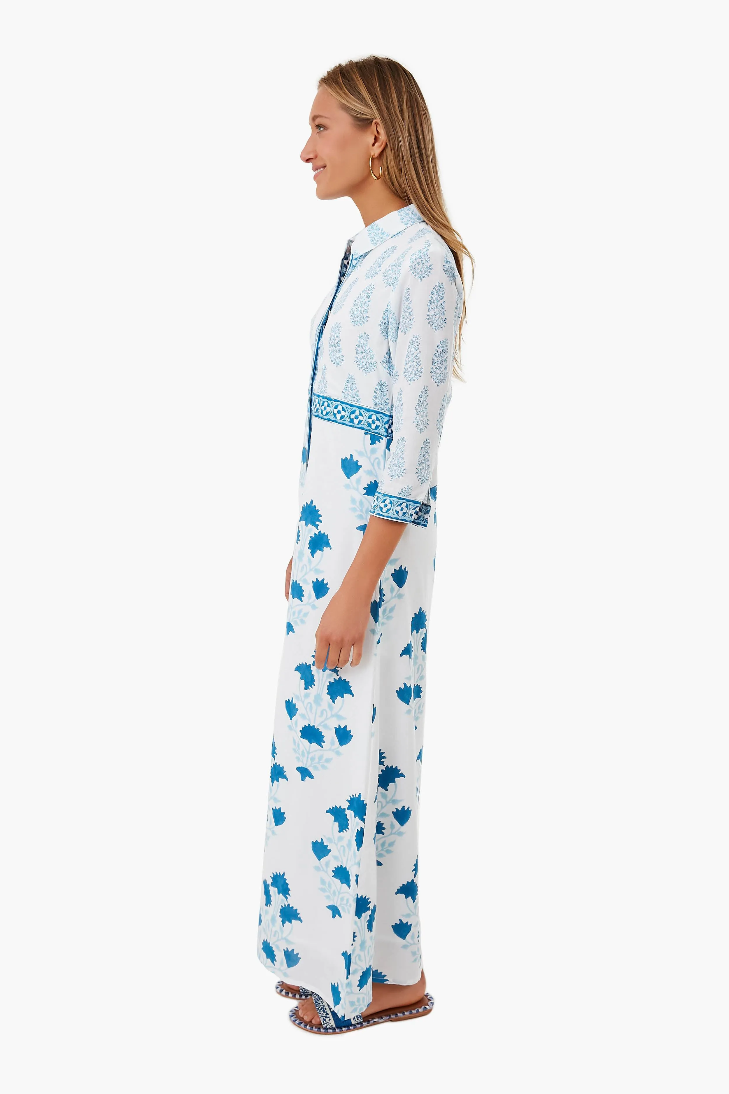 Exclusive Jaipur Blue Maxi Shirt Dress