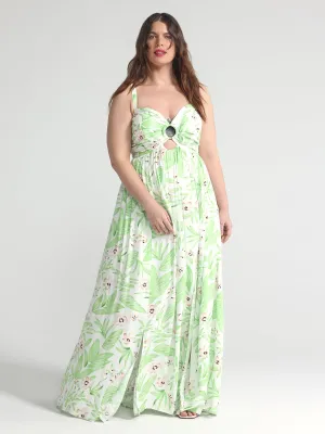 Fashion To Figure - Tropical Print O-Ring Maxi Dress