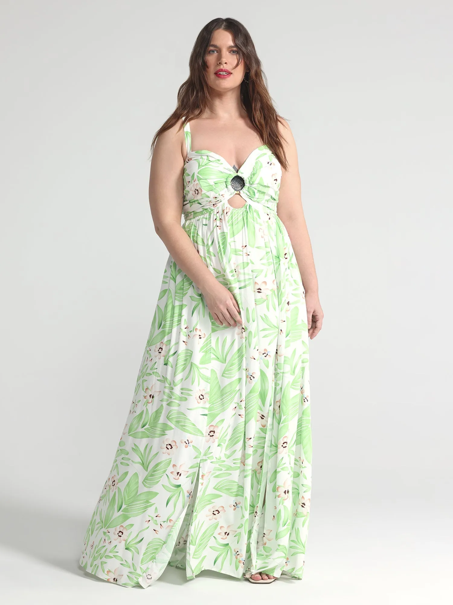 Fashion To Figure - Tropical Print O-Ring Maxi Dress