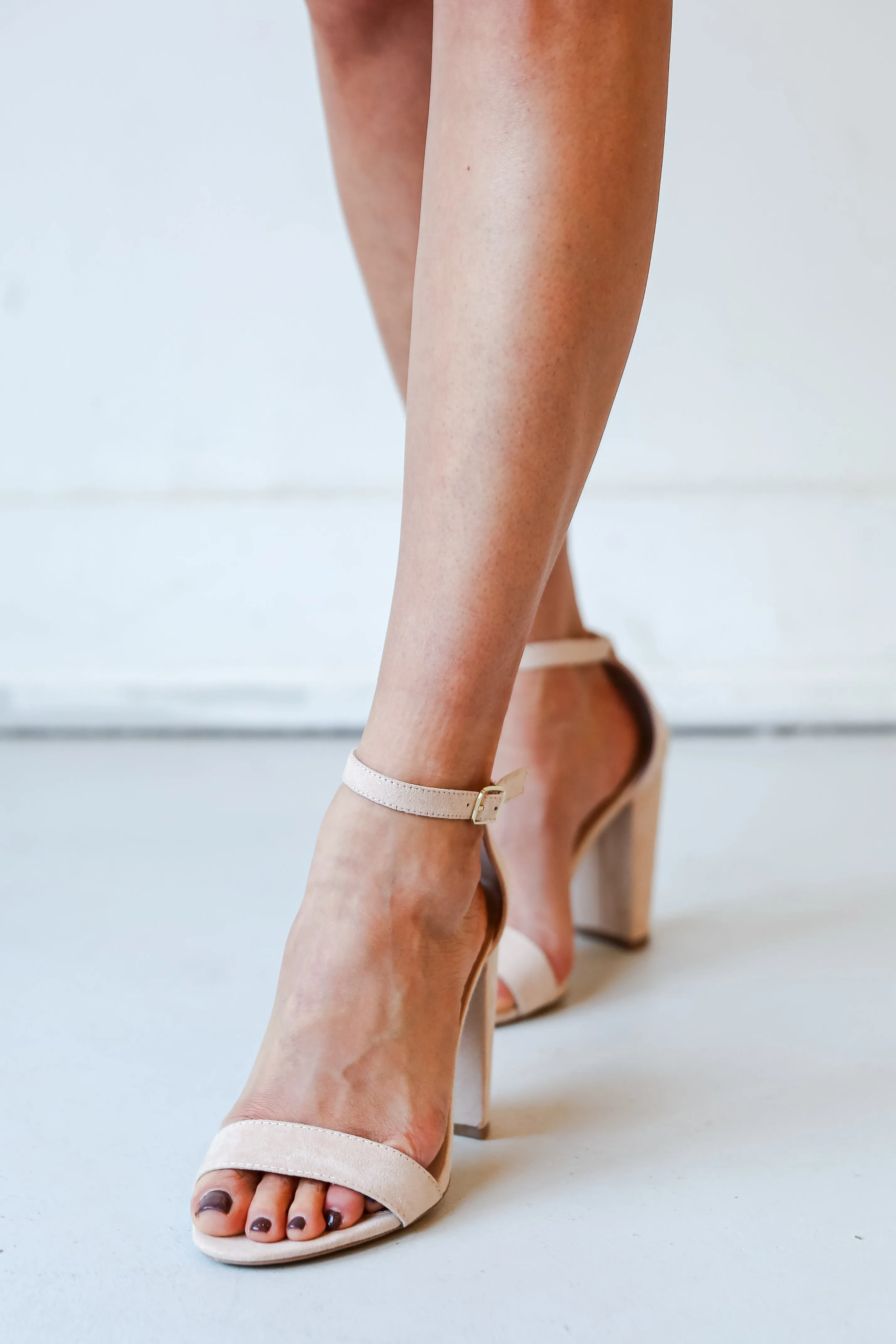 FINAL SALE - The Night Is Young Nude Ankle Strap Heels - DU DEAL