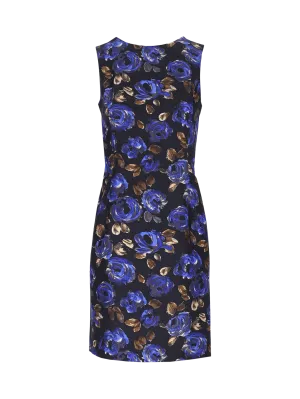 floral-print silk-wool sheath dress